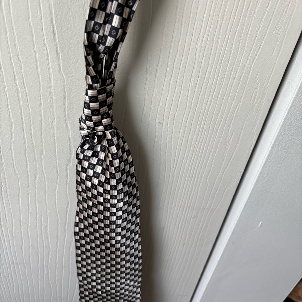 Classic Black and White Checkered Tie